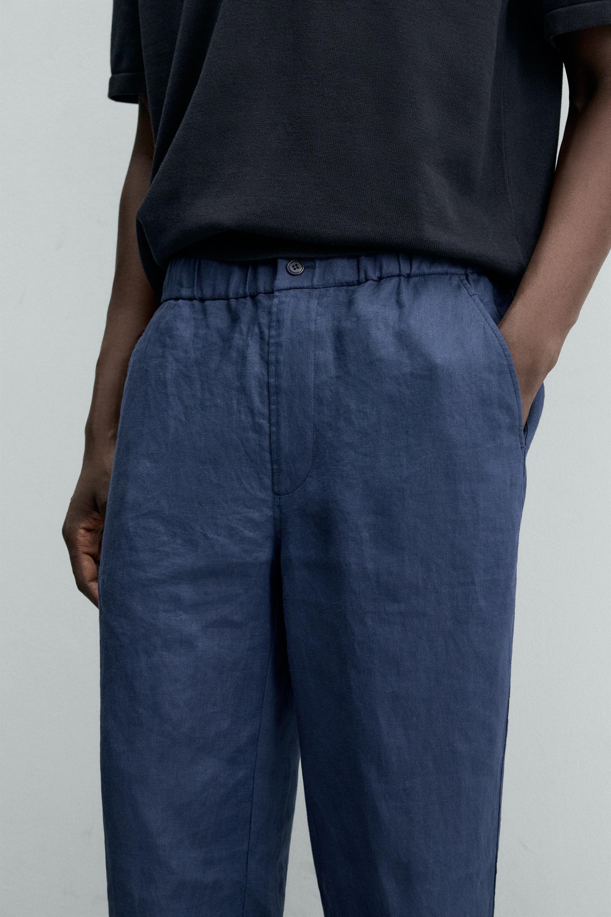 100% LINEN REGULAR FIT PANTS